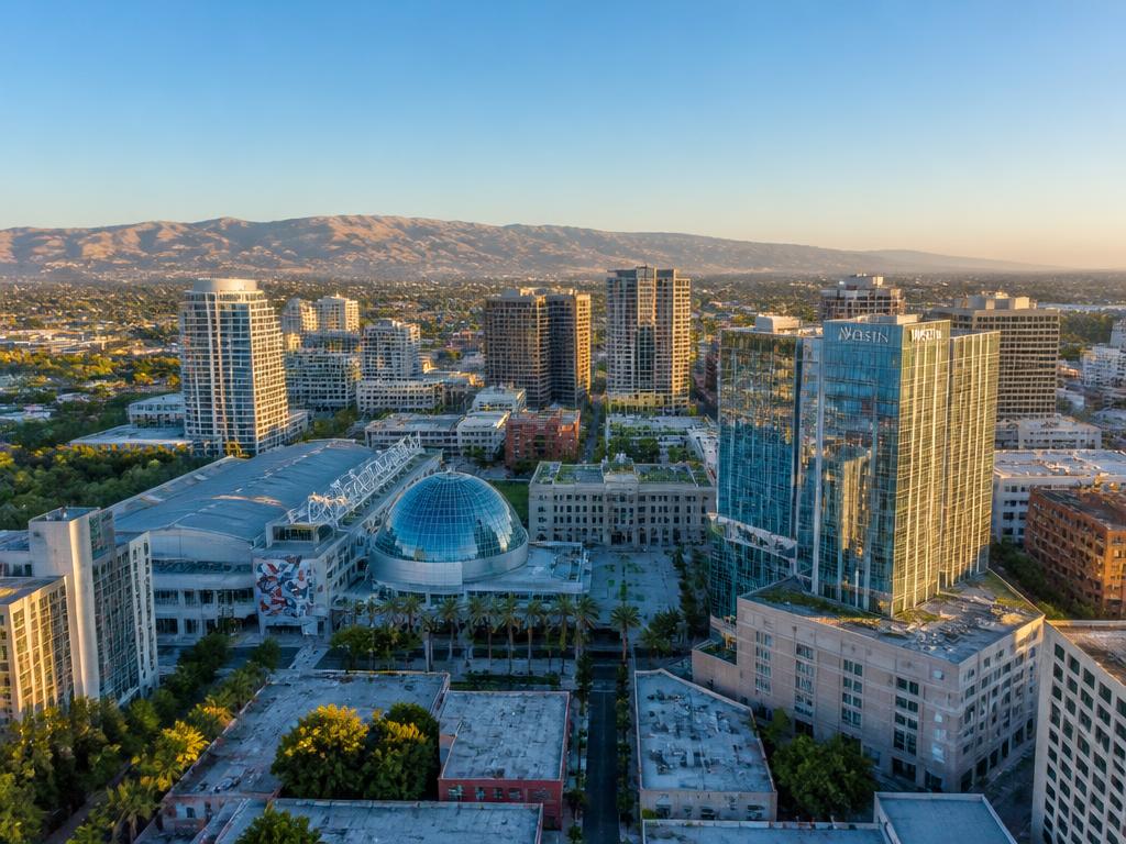 Aerial view of downtown San Jose, California, host city for WeAreDevelopers World Congress North America