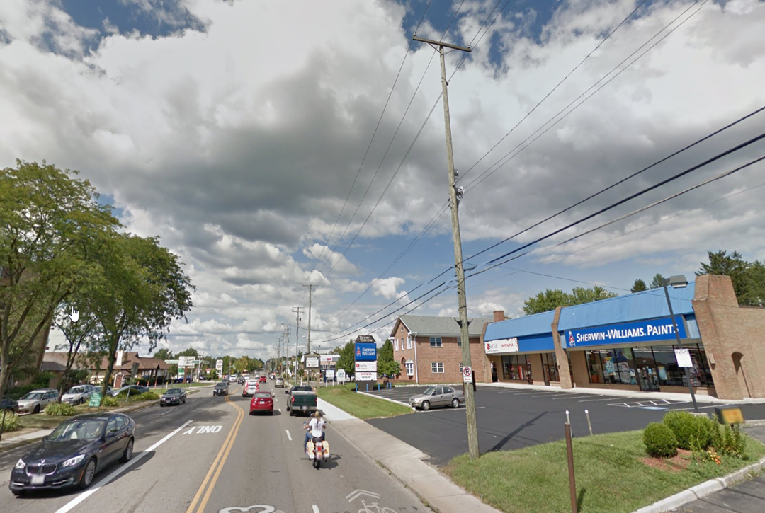 Street view of the two-tenant retail building